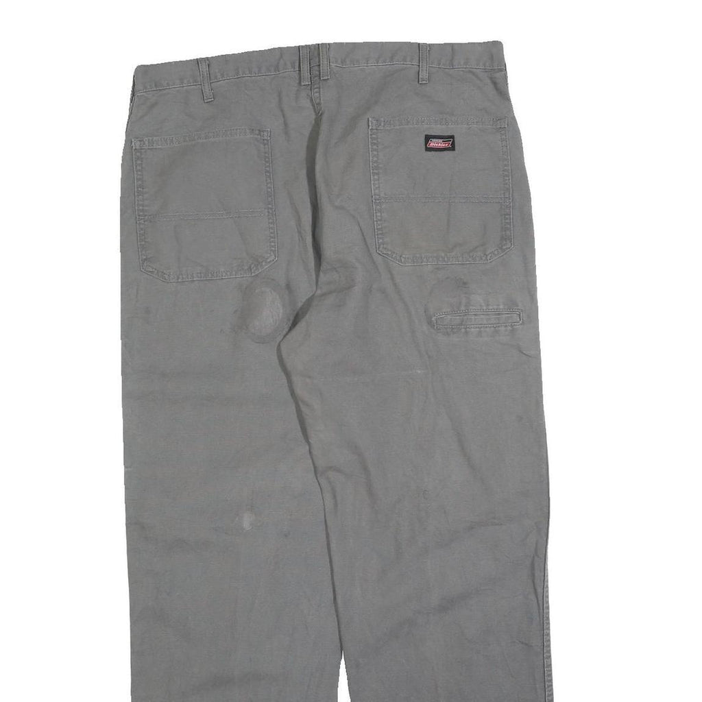 DICKIES Mens Cotton Blend Grey Relaxed Straight Trousers W38 L32 Workwear