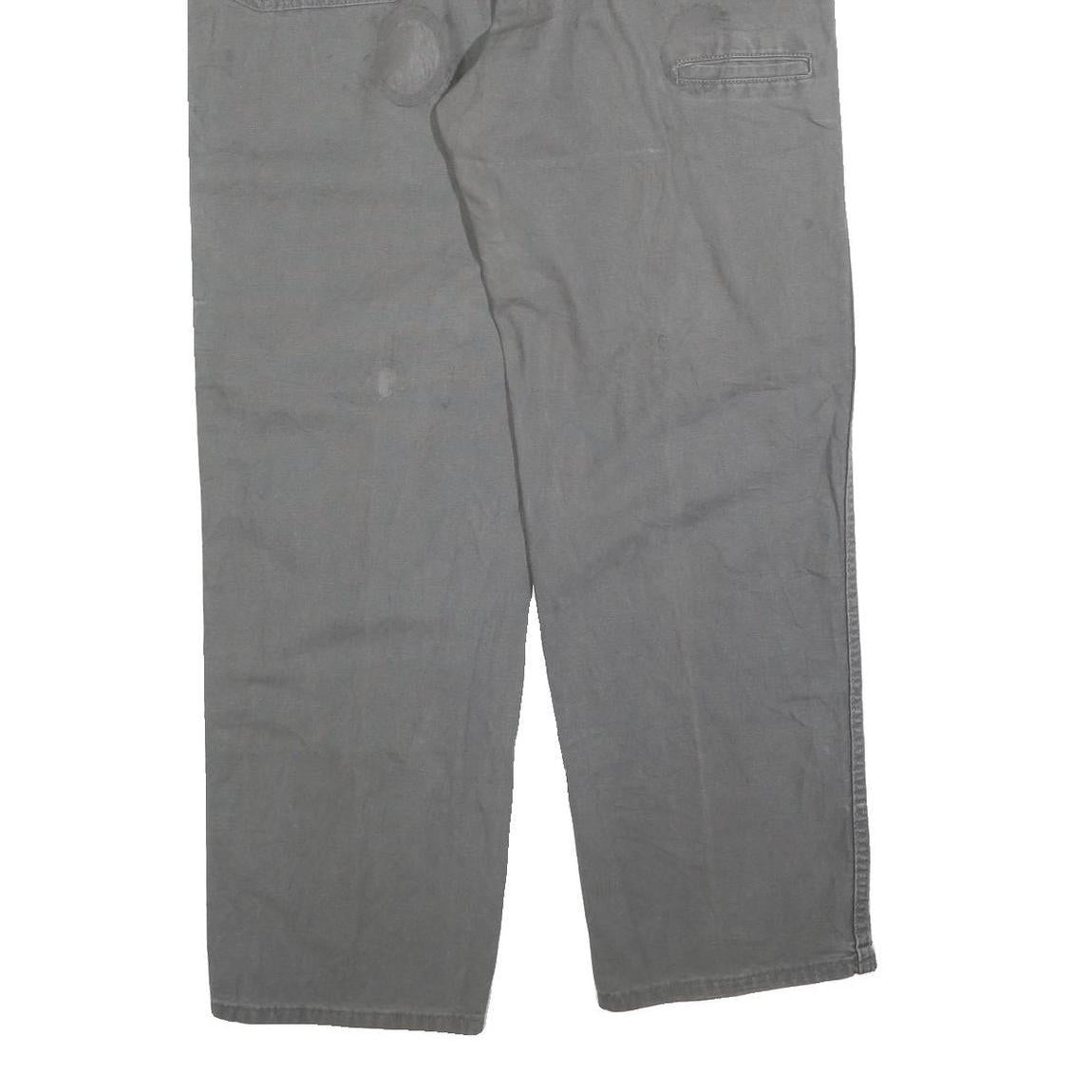 DICKIES Mens Cotton Blend Grey Relaxed Straight Trousers W38 L32 Workwear