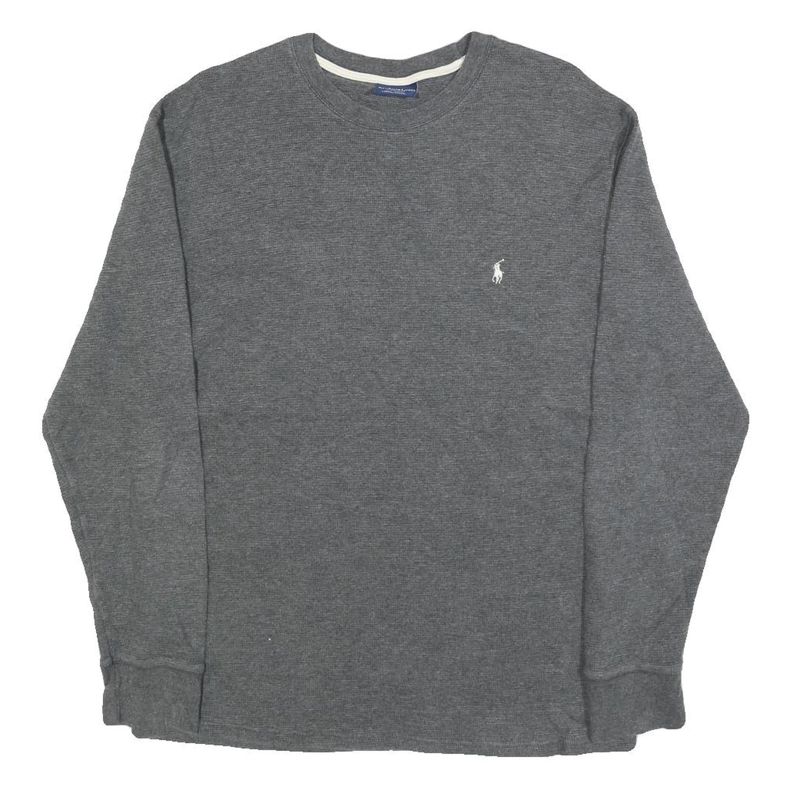 POLO RALPH LAUREN Mens Grey Long Sleeve Crew Neck Cotton Blend T-Shirt L