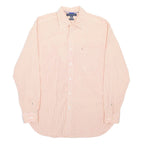 TOMMY HILFIGER Mens Orange & White Checked Cotton Shirt M Button Collar Long