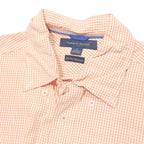 TOMMY HILFIGER Mens Orange & White Checked Cotton Shirt M Button Collar Long
