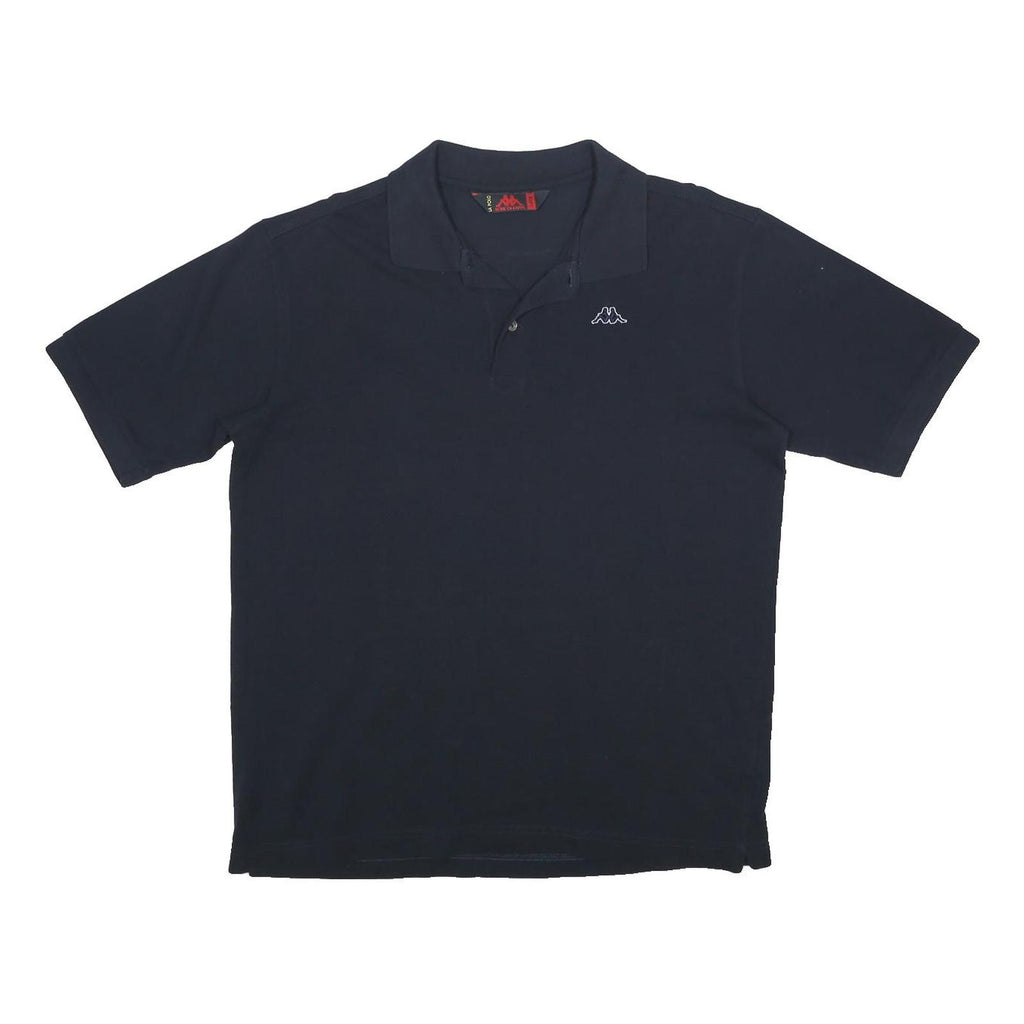 KAPPA Mens Navy Blue Short Sleeve Plain L Polo Shirt Cotton Classic Logo