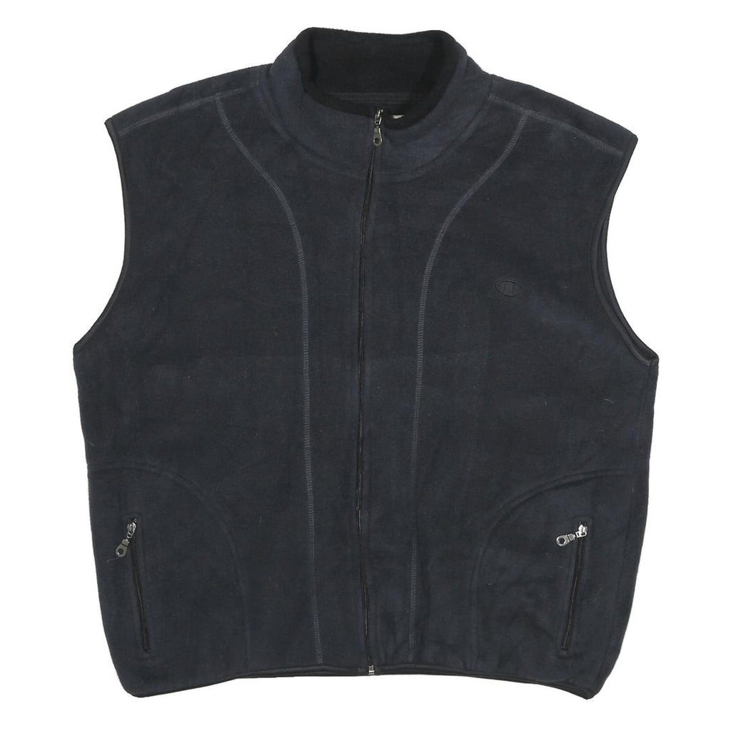 CHAMPION Mens Black Fleece Gilet XL Polyester Zip Pocketed Casual Outerwear