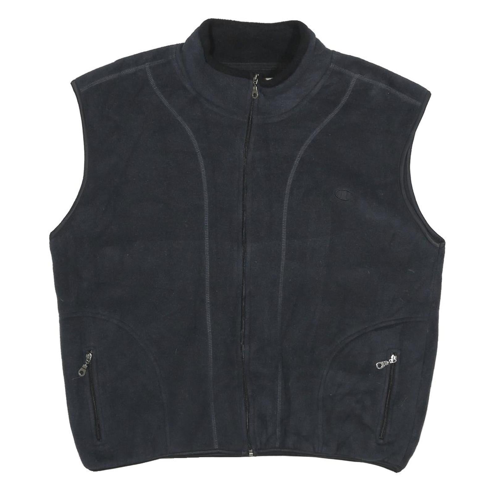 CHAMPION Mens Black Fleece Gilet XL Polyester Zip Pocketed Casual Outerwear