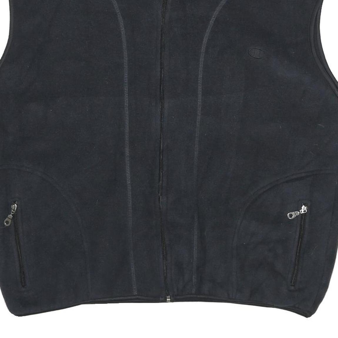 CHAMPION Mens Black Fleece Gilet XL Polyester Zip Pocketed Casual Outerwear