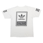 ADIDAS Mens White Black Logo Graphic T-Shirt M Short Sleeve Crew Neck Sports