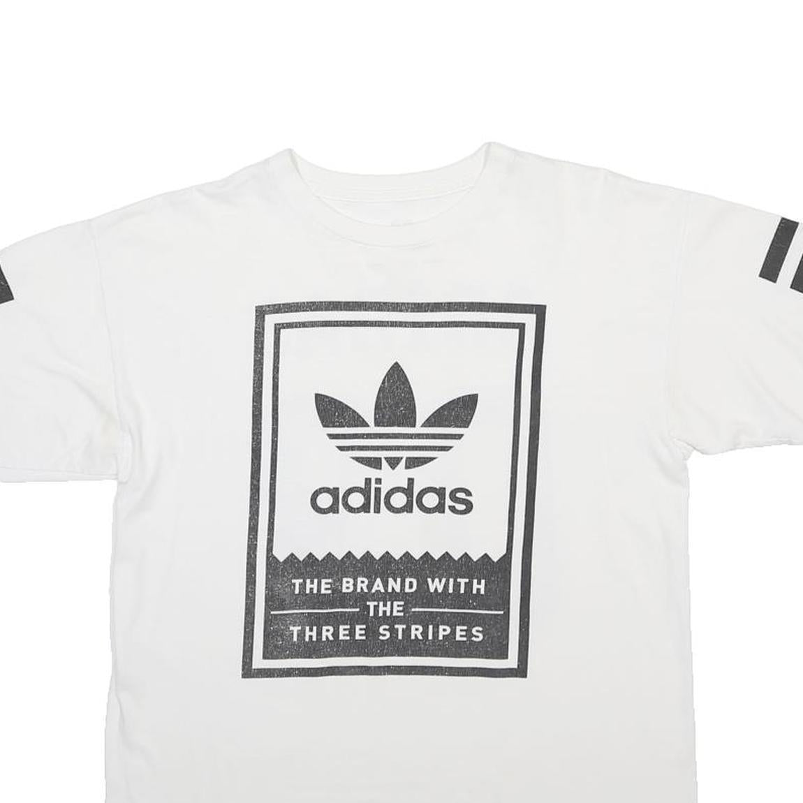 ADIDAS Mens White Black Logo Graphic T-Shirt M Short Sleeve Crew Neck Sports