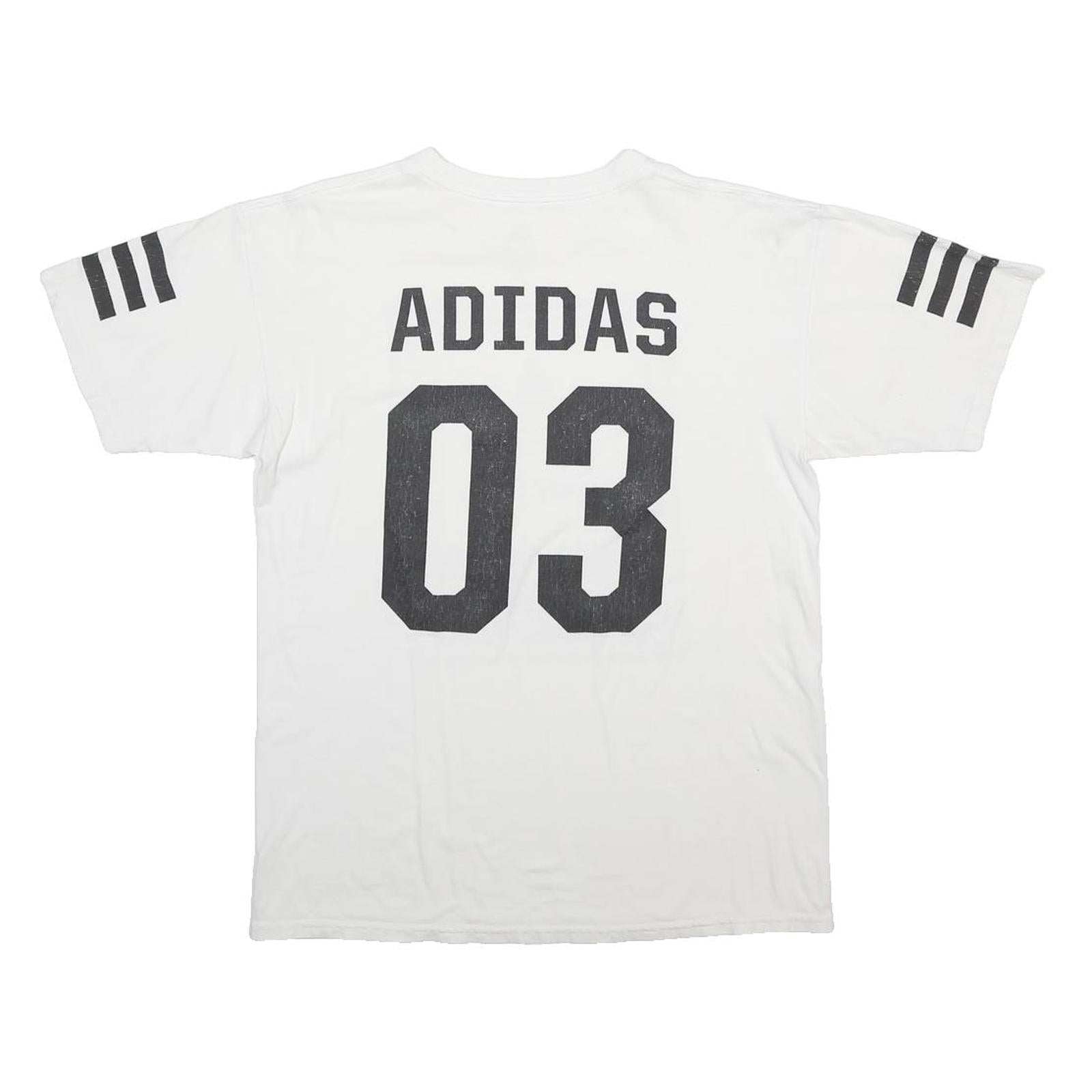 ADIDAS Mens White Black Logo Graphic T-Shirt M Short Sleeve Crew Neck Sports
