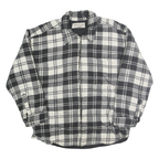 TRAIL'S END Mens Black & White Plaid Zip Jacket L Polyester Casual Checked