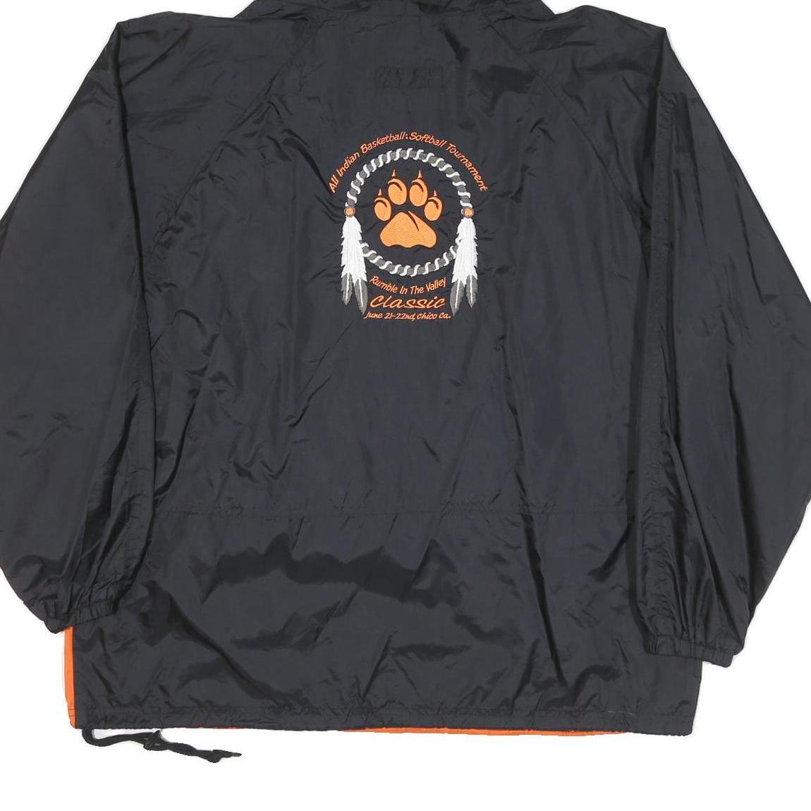 PORT AND COMPANY Mens Orange & Black Hooded Windbreaker Jacket XL Nylon Plain