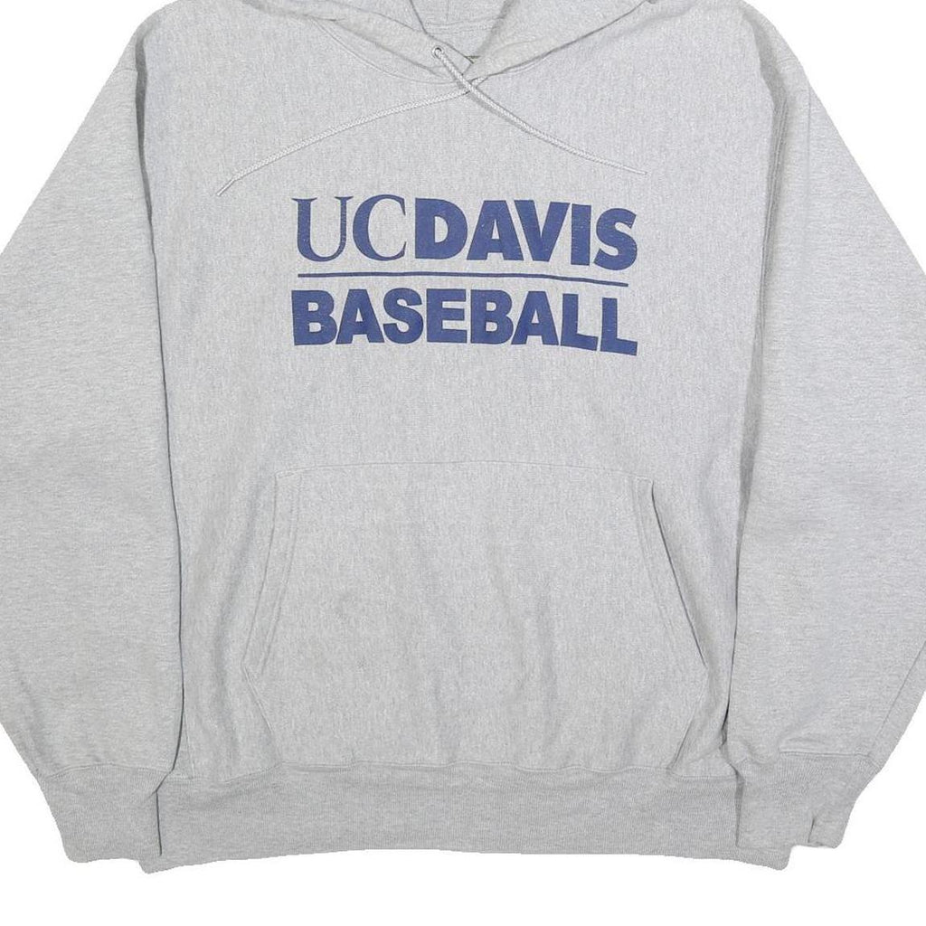 CHAMPION REVERSE WEAVE Mens Grey UC Davis Baseball Pullover Hoodie L Cotton