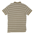 TOMMY HILFIGER Mens Beige Striped Short Sleeve Polo Shirt L Casual Cotton Blend