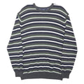 MAINE Womens Grey Green & White Striped Basic Top Long Sleeve Crew Neck XL