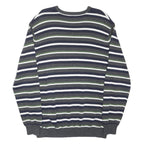 MAINE Womens Grey Green & White Striped Basic Top Long Sleeve Crew Neck XL