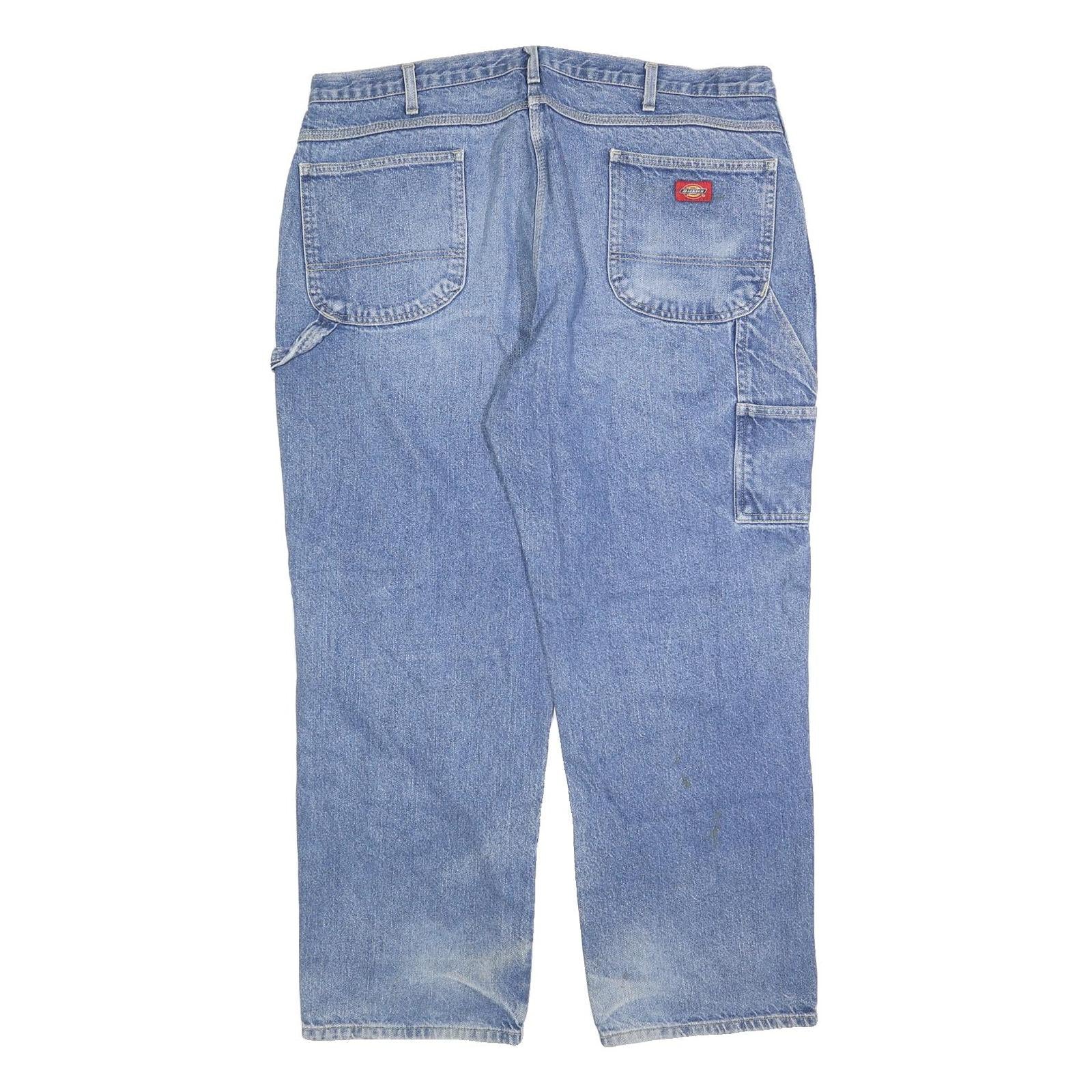 DICKIES Mens Regular Fit Blue Denim Jeans W40 L30 Zip Closure Comfort Workwear