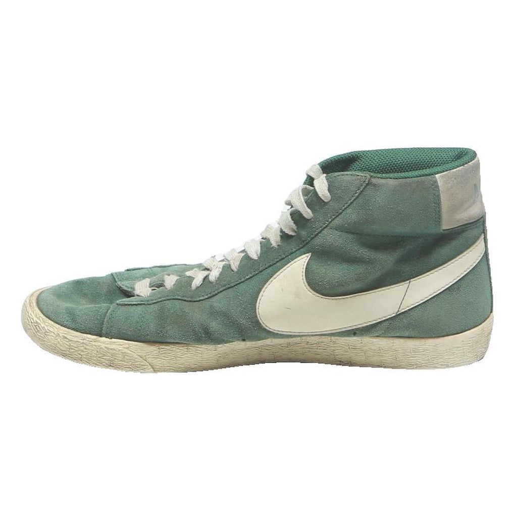 NIKE Blazer Mens Ankle Trainers Green & White Suede UK 10 Classic Retro Style