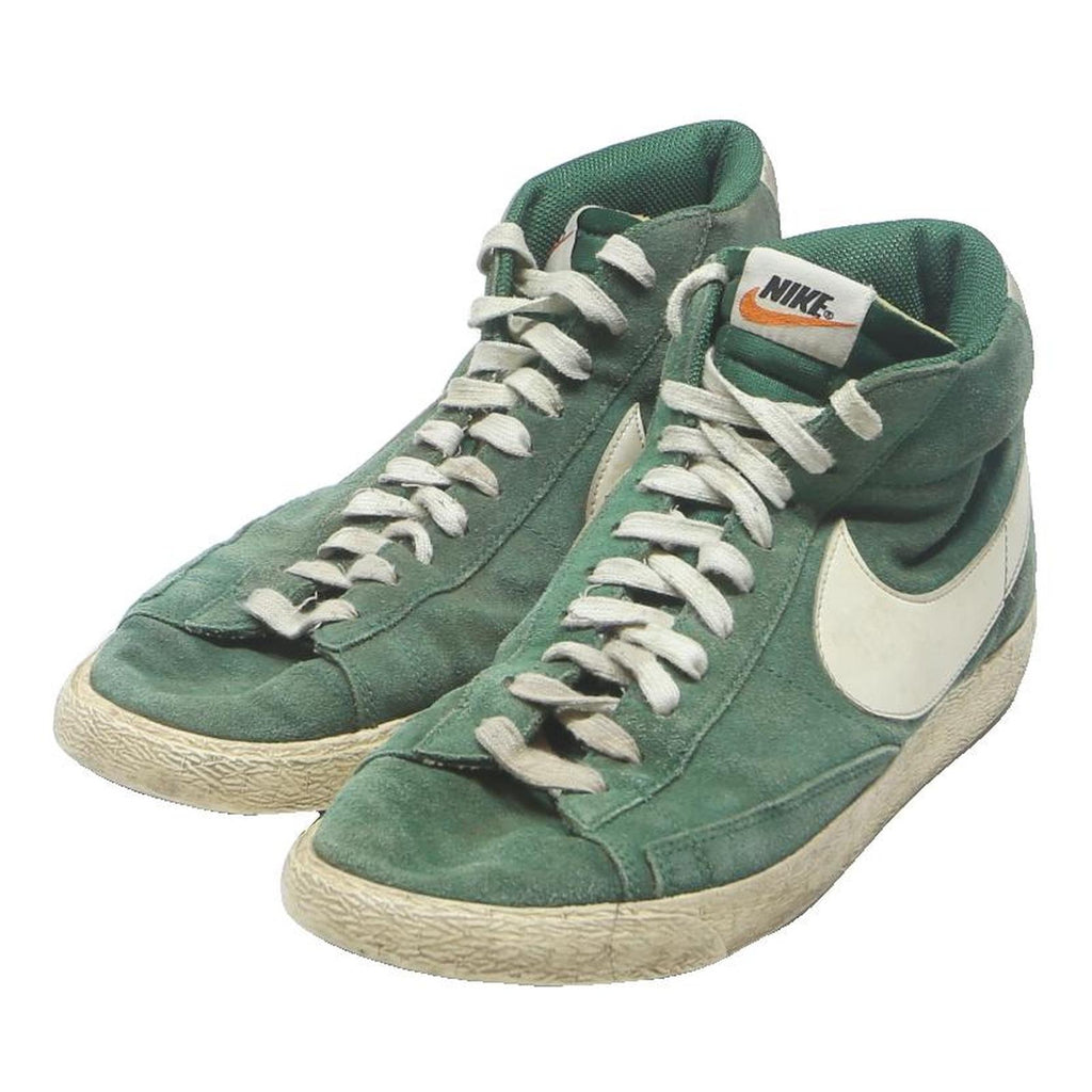 NIKE Blazer Mens Ankle Trainers Green & White Suede UK 10 Classic Retro Style