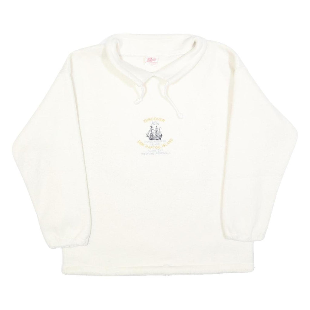 Womens White Plain Pullover Jumper Crew Neck Basic Knit Size S Casual Soft