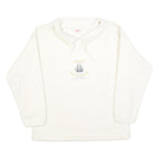 Womens White Plain Pullover Jumper Crew Neck Basic Knit Size S Casual Soft