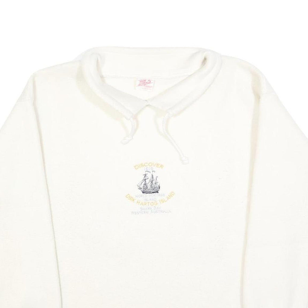 Womens White Plain Pullover Jumper Crew Neck Basic Knit Size S Casual Soft