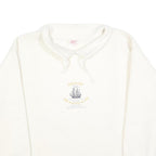 Womens White Plain Pullover Jumper Crew Neck Basic Knit Size S Casual Soft
