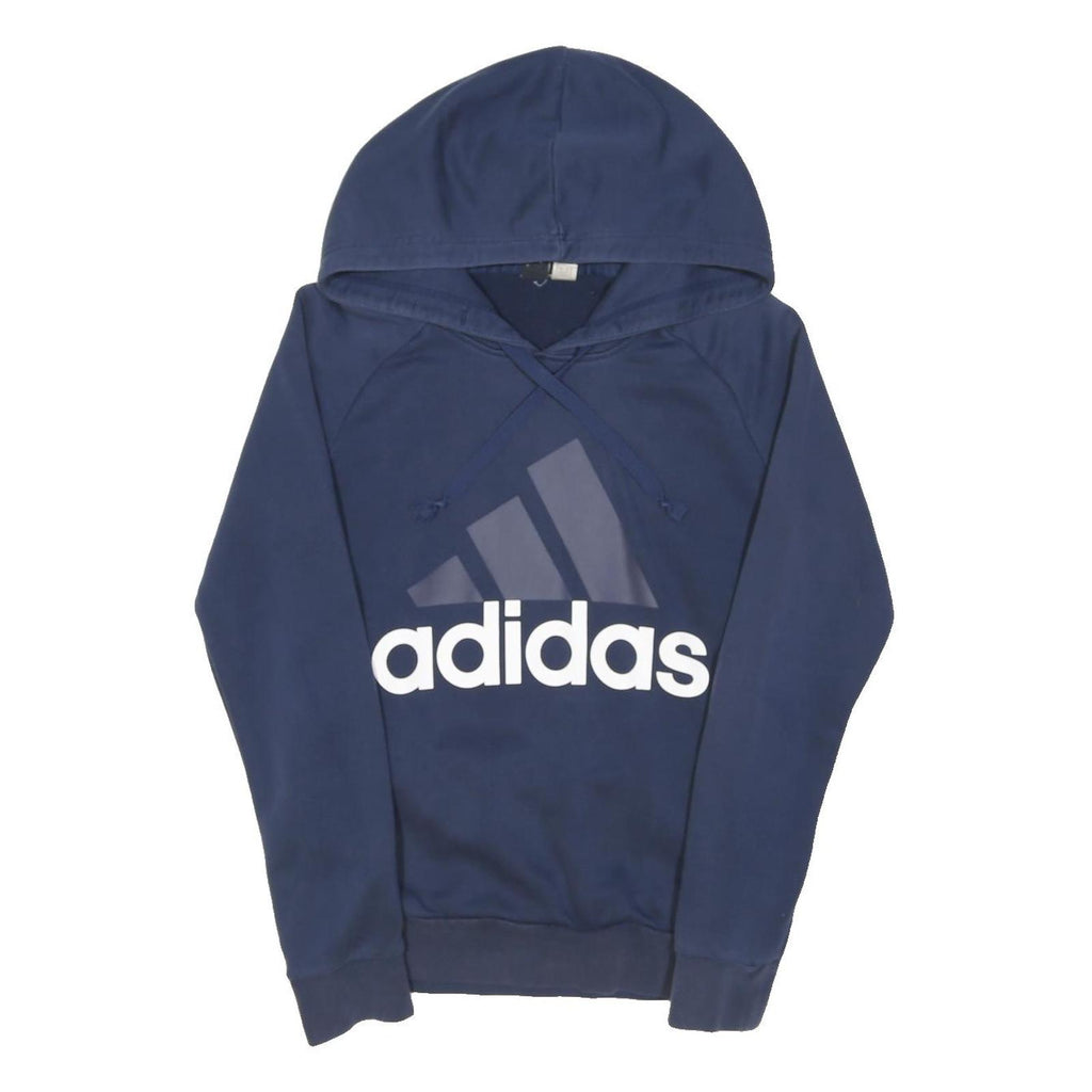 ADIDAS Womens Navy Blue Hoodie XS Cotton Blend Casual Sweatshirt