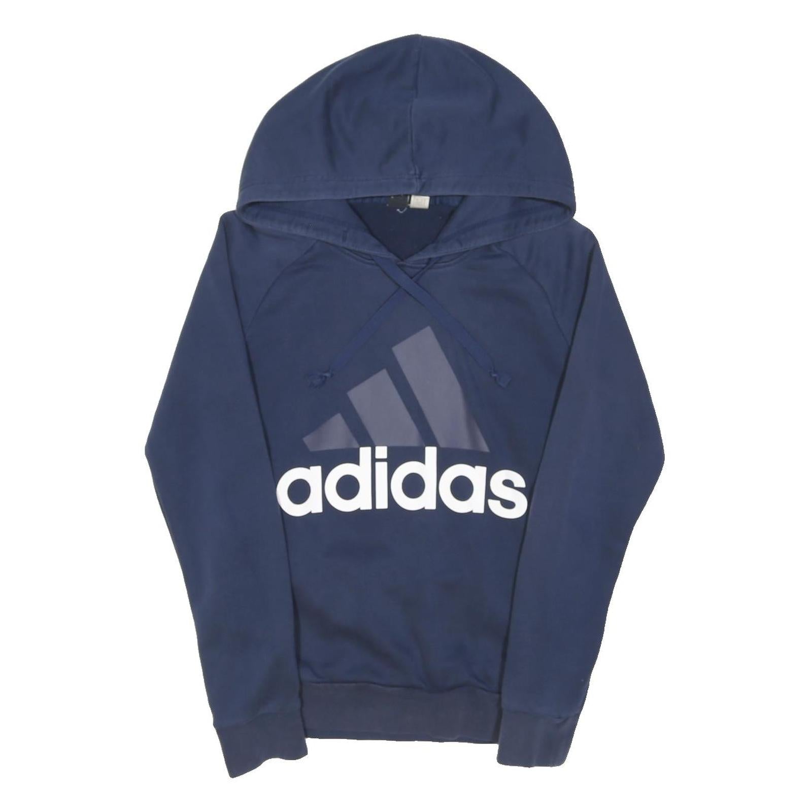 ADIDAS Womens Navy Blue Hoodie XS Cotton Blend Casual Sweatshirt