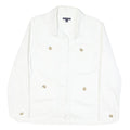 TOMMY HILFIGER Womens White Cotton Blend Button Jacket L Plain Button Pocket