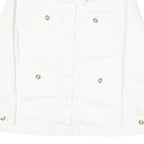 TOMMY HILFIGER Womens White Cotton Blend Button Jacket L Plain Button Pocket