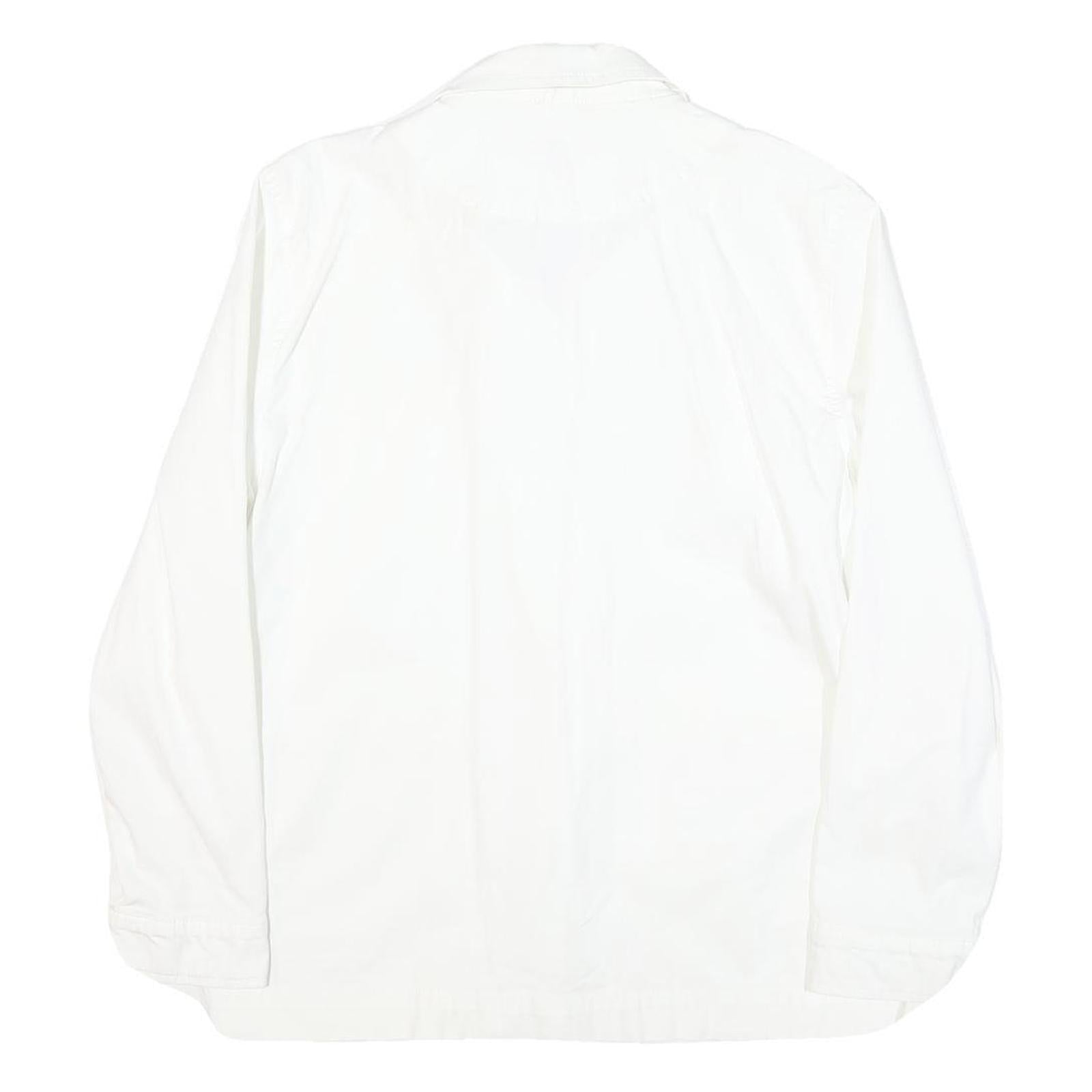 TOMMY HILFIGER Womens White Cotton Blend Button Jacket L Plain Button Pocket