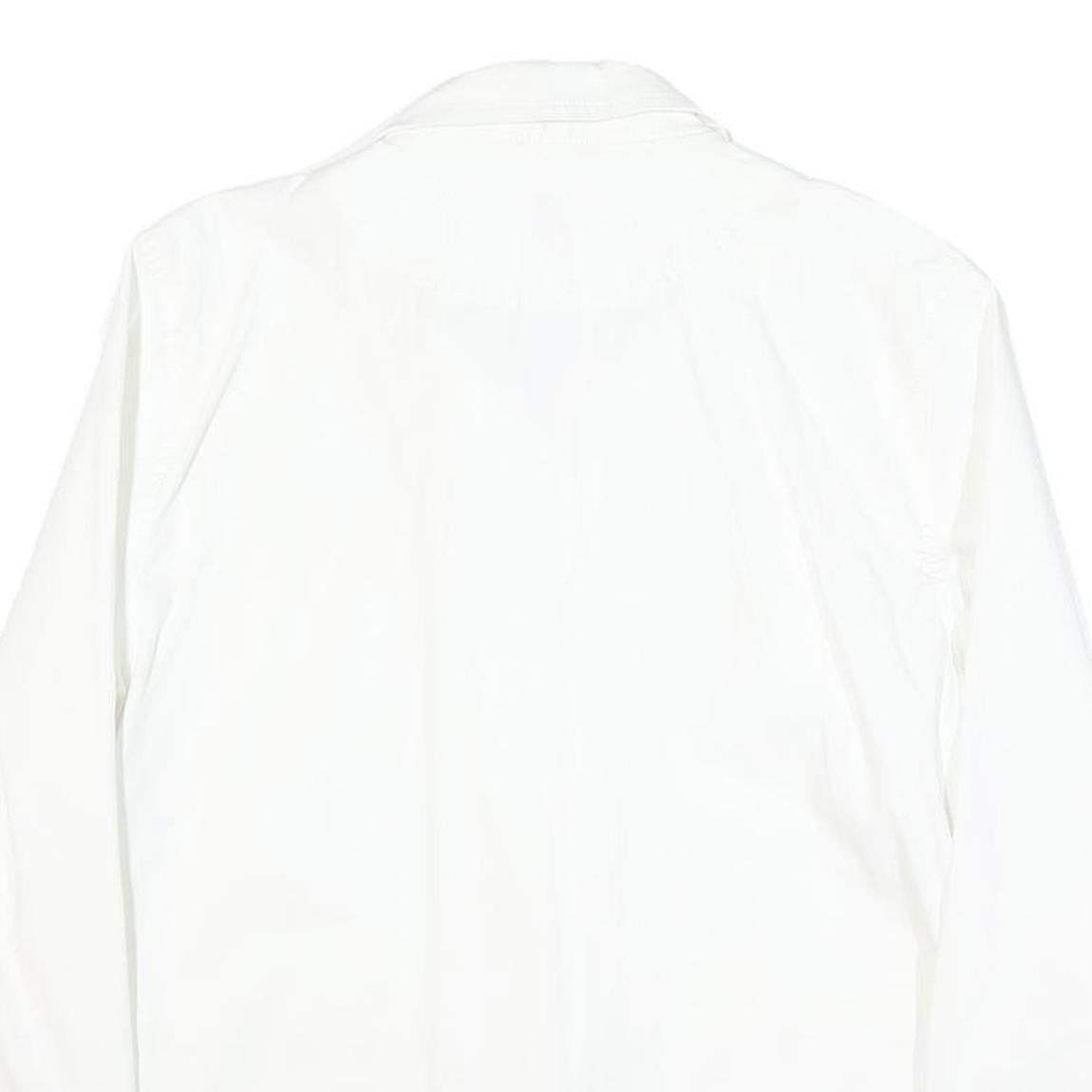 TOMMY HILFIGER Womens White Cotton Blend Button Jacket L Plain Button Pocket