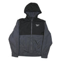 REEBOK Mens Black & Grey Jacket L Polyester Blend Zip Hooded Sportswear