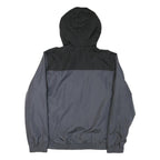 REEBOK Mens Black & Grey Jacket L Polyester Blend Zip Hooded Sportswear