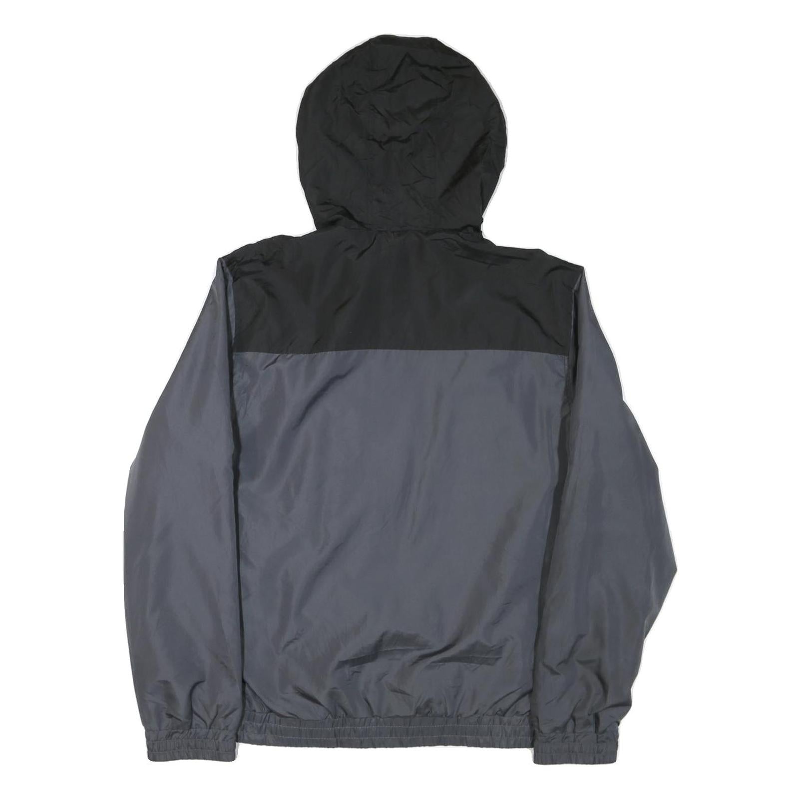 REEBOK Mens Black & Grey Jacket L Polyester Blend Zip Hooded Sportswear