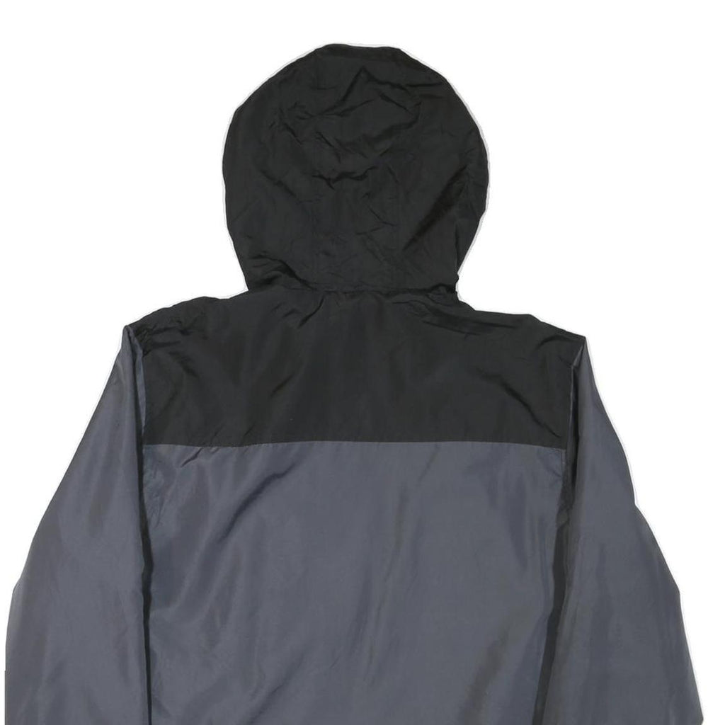 REEBOK Mens Black & Grey Jacket L Polyester Blend Zip Hooded Sportswear