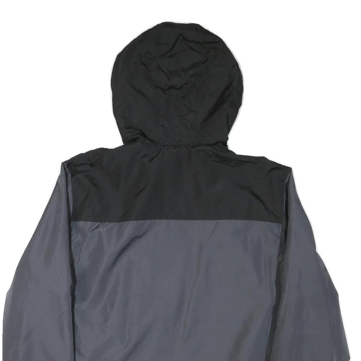 REEBOK Mens Black & Grey Jacket L Polyester Blend Zip Hooded Sportswear