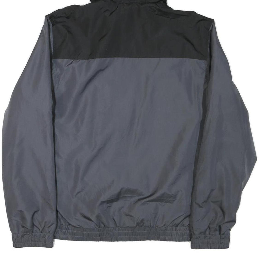 REEBOK Mens Black & Grey Jacket L Polyester Blend Zip Hooded Sportswear