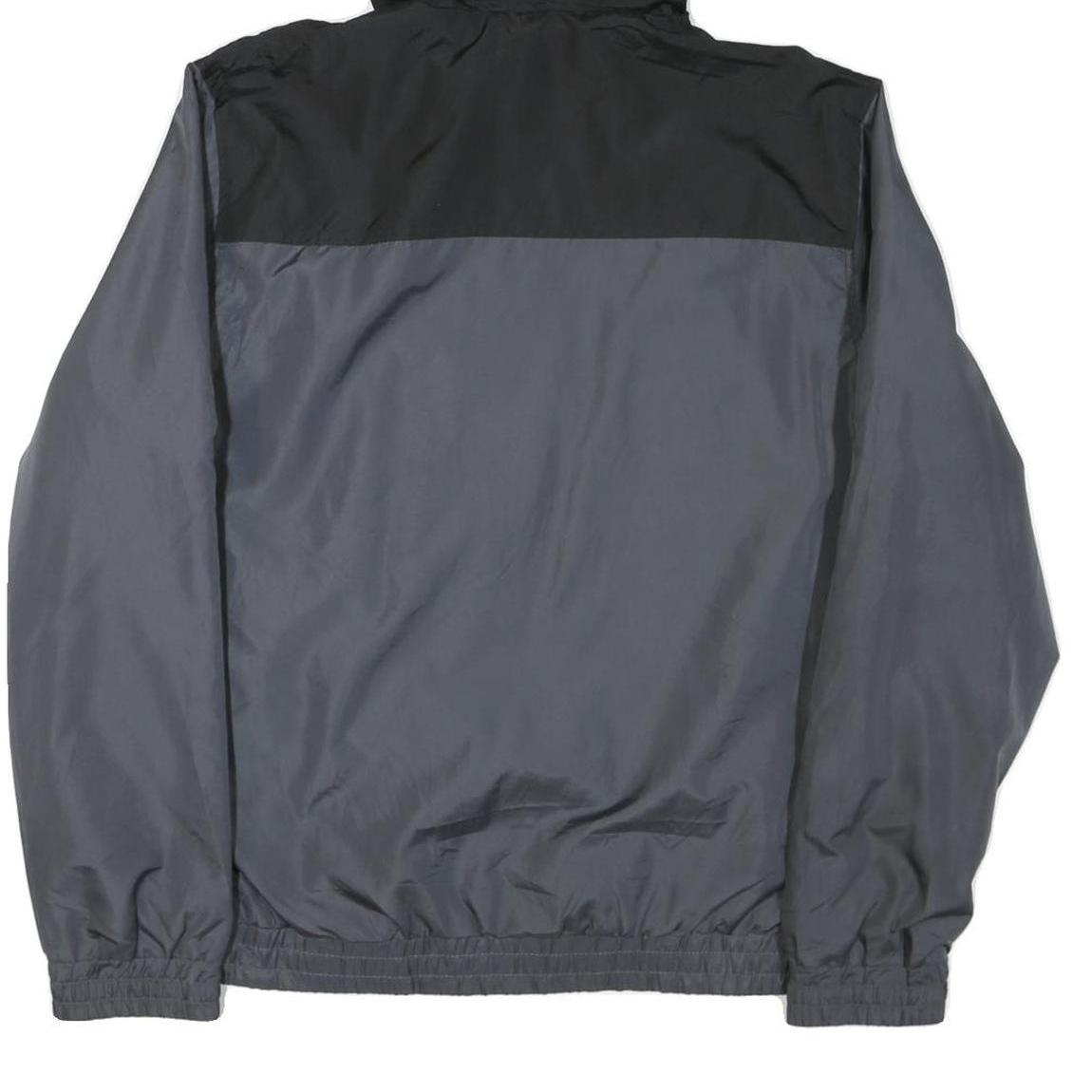 REEBOK Mens Black & Grey Jacket L Polyester Blend Zip Hooded Sportswear