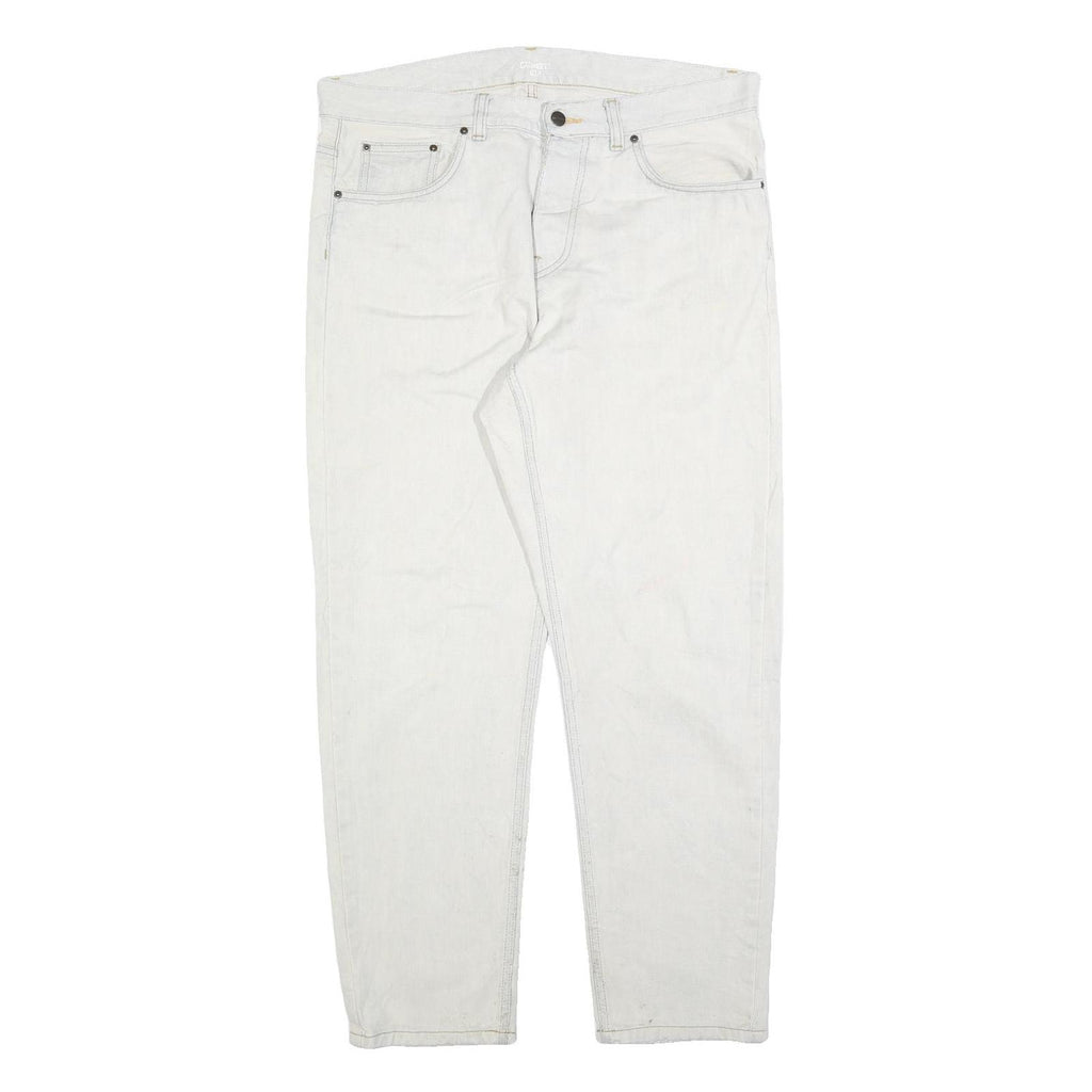 CARHARTT Mens Jeans White Relaxed Straight Denim W36 L30 Workwear Durable Zip