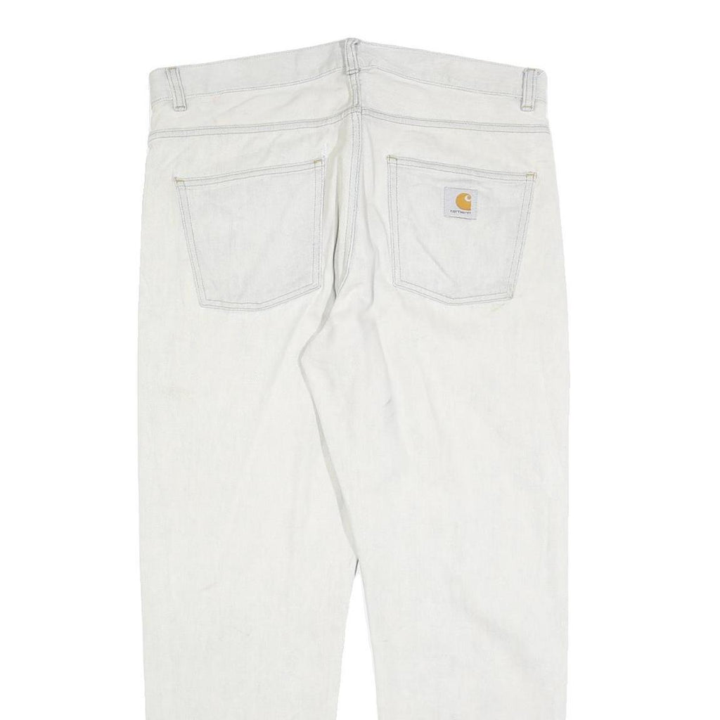 CARHARTT Mens Jeans White Relaxed Straight Denim W36 L30 Workwear Durable Zip