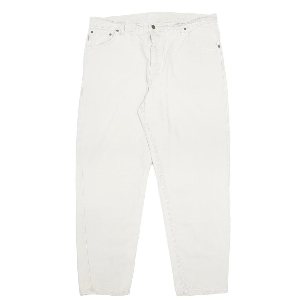 CARHARTT WIP Mens Cotton White Relaxed Straight Trousers W40 L32 Casual Workwear