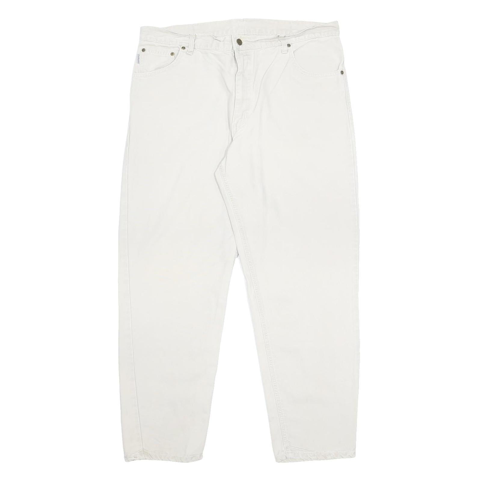 CARHARTT WIP Mens Cotton White Relaxed Straight Trousers W40 L32 Casual Workwear