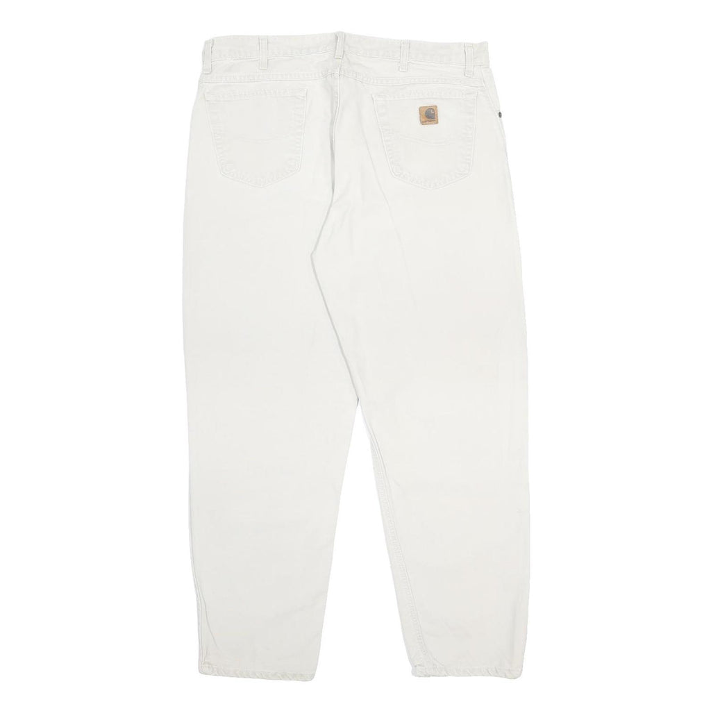 CARHARTT WIP Mens Cotton White Relaxed Straight Trousers W40 L32 Casual Workwear