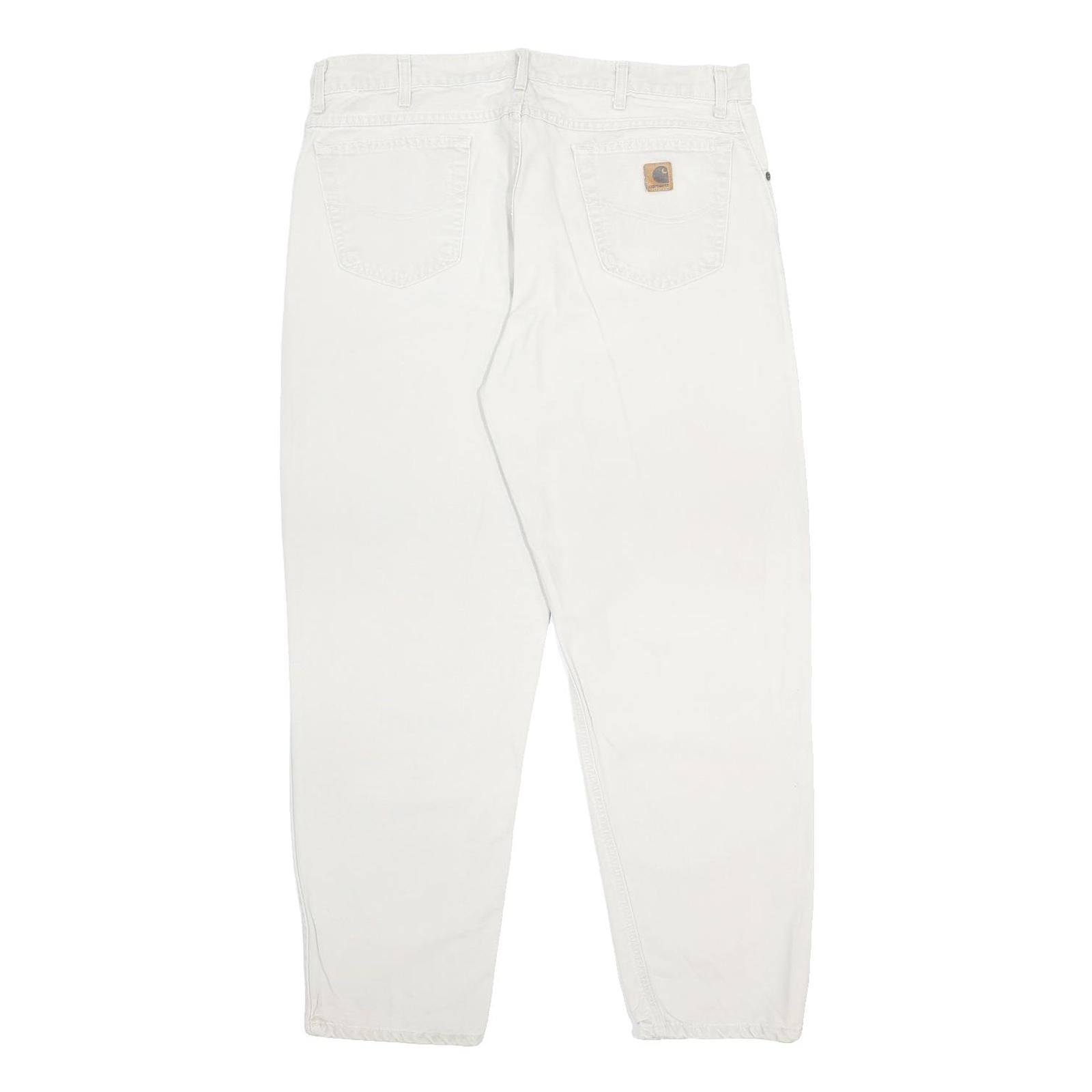 CARHARTT WIP Mens Cotton White Relaxed Straight Trousers W40 L32 Casual Workwear