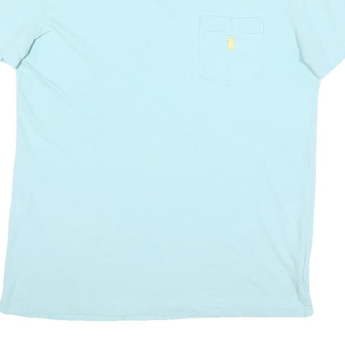 POLO RALPH LAUREN Womens Light Blue & Yellow Pocket T-Shirt S Short Sleeve Crew