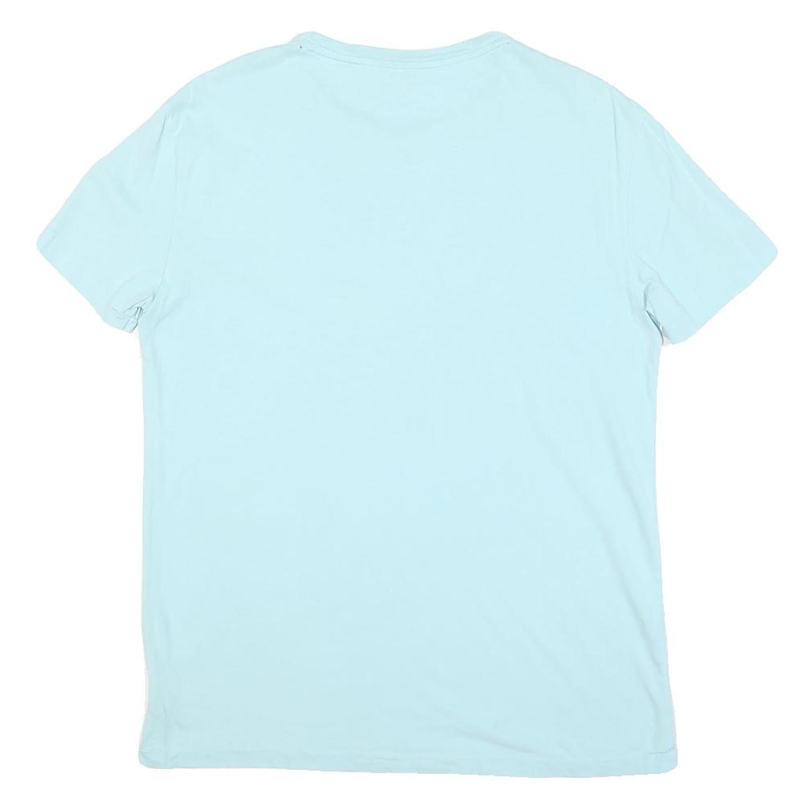 POLO RALPH LAUREN Womens Light Blue & Yellow Pocket T-Shirt S Short Sleeve Crew