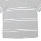 CHAPS Mens Grey & White Striped Short Sleeve Polo Shirt L Casual Summer