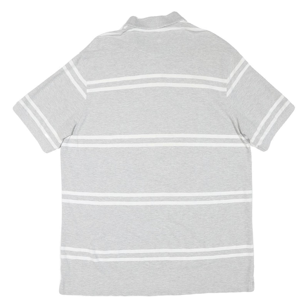 CHAPS Mens Grey & White Striped Short Sleeve Polo Shirt L Casual Summer