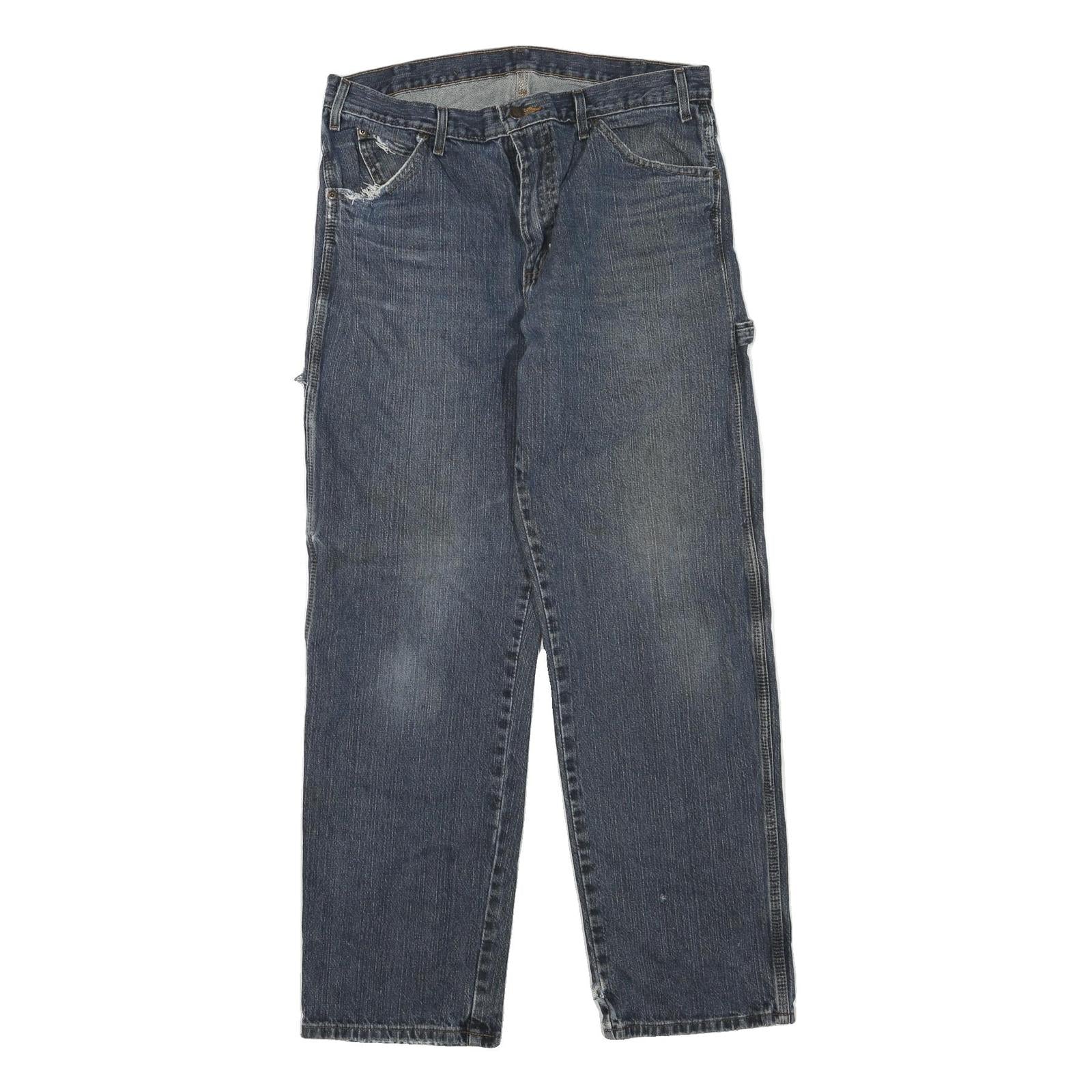 DICKIES Womens Blue Regular Fit Straight Denim Jeans W34 L32 Carpenter Style