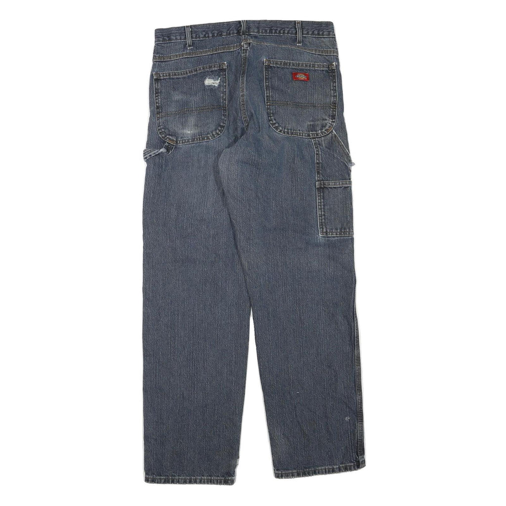 DICKIES Womens Blue Regular Fit Straight Denim Jeans W34 L32 Carpenter Style